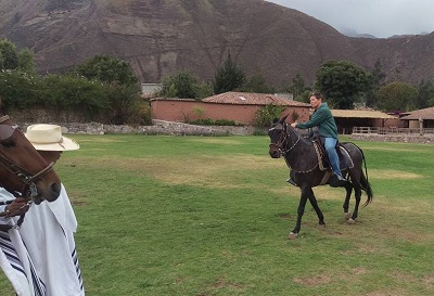 Linda on Peruvian Paso horse, Wayra Ranch